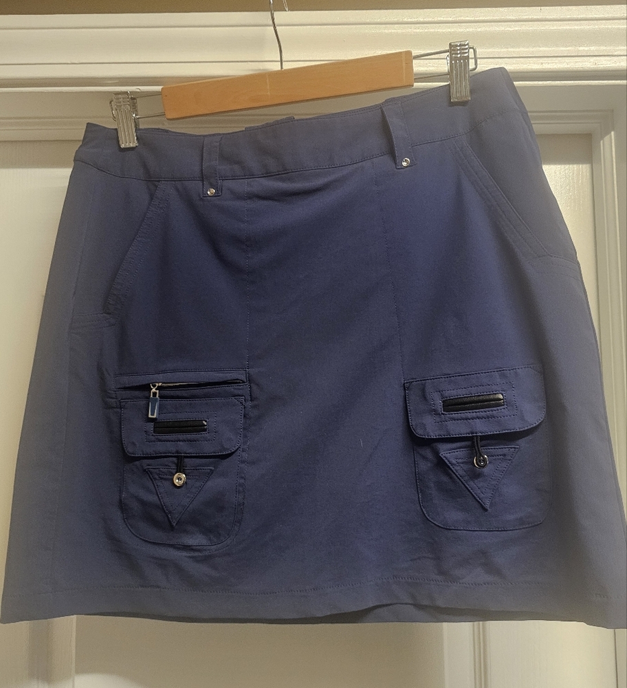 Jamie Sadock Blue A-Line Skirt with Decorative Buckles